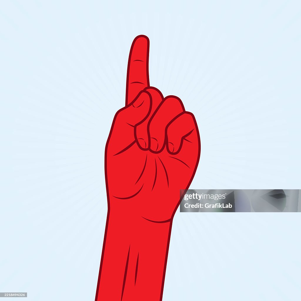 Direction Hand Red Red Hand Pointing Up Blue Background High-Res Vector Graphic - Getty Images