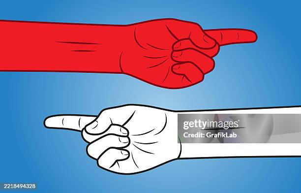 Direction Hand Red Red And White Hand Pointing In Opposite Directions On Blue Background ...