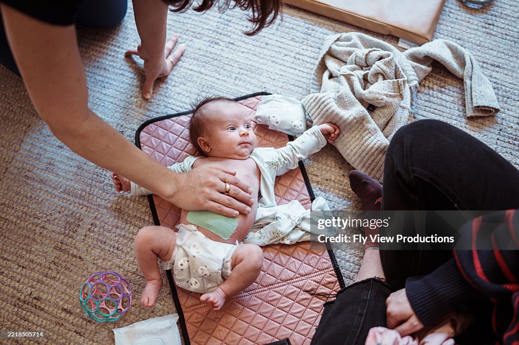 Baby being treated for ubmbilical hernia