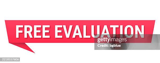 free evaluation - red speech bubble on blank background - comparing notes stock illustrations