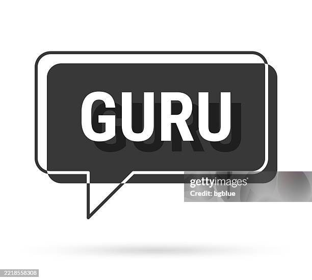 guru - 3d black speech bubble on white background - sage white background stock illustrations