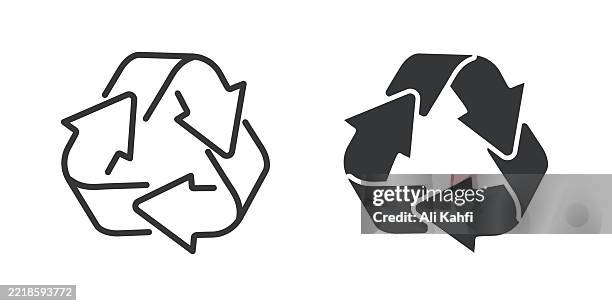 recycle thin line and glyph solid icon. editable stroke and perfect pixel isolated on transparent background - biodegradable products stock illustrations