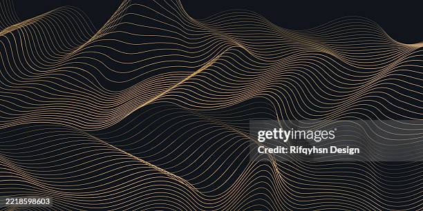 illustrations, cliparts, dessins animés et icônes de fond abstrait élégant de luxe noir avec élément de ligne dorée - carte topographique