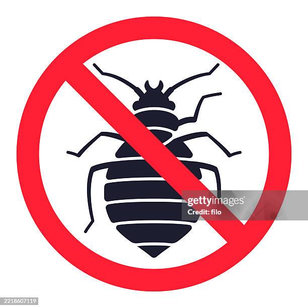 no bedbug beetle insect symbol design element - bed bug white background stock illustrations