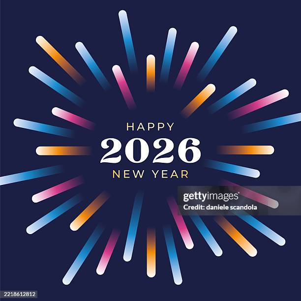 bildbanksillustrationer, clip art samt tecknat material och ikoner med 2026 - happy new year background with fireworks. - nyårsafton