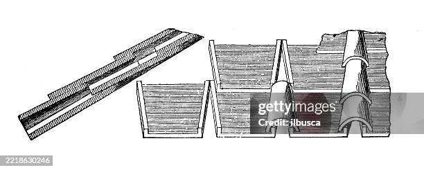 theory of architecture: roof tile - shingle roofing stock illustrations