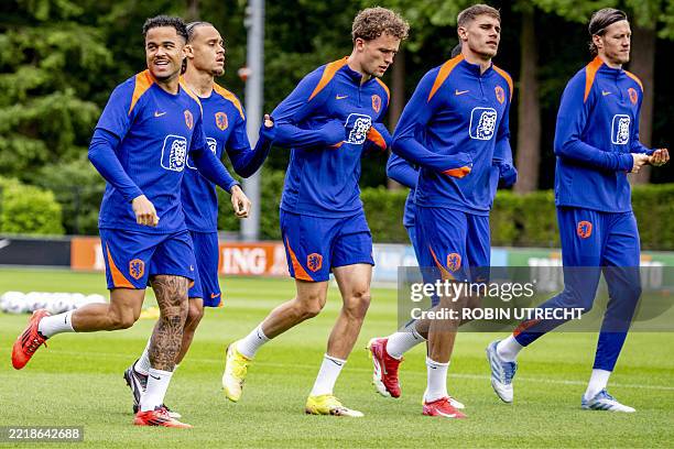 Dutch forward Justin Kluivert, Dutch midfielder Xavi Simons, Dutch defender Mats Wieffer, Dutch defender Micky van de Ven, Dutch forward Wout...