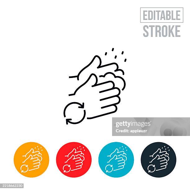 excessive hand washing in obsessive compulsive disorder thin line icon - editable stroke - obsessive compulsive disorder stock illustrations