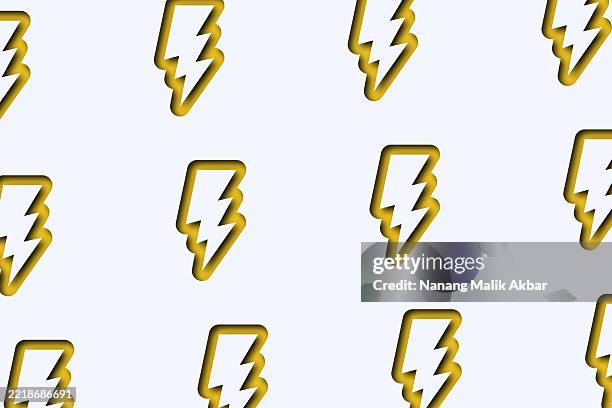 paper cut lightning bolt, thunderbolt or lightning strike icon pattern for background design - lightning strike background stock illustrations