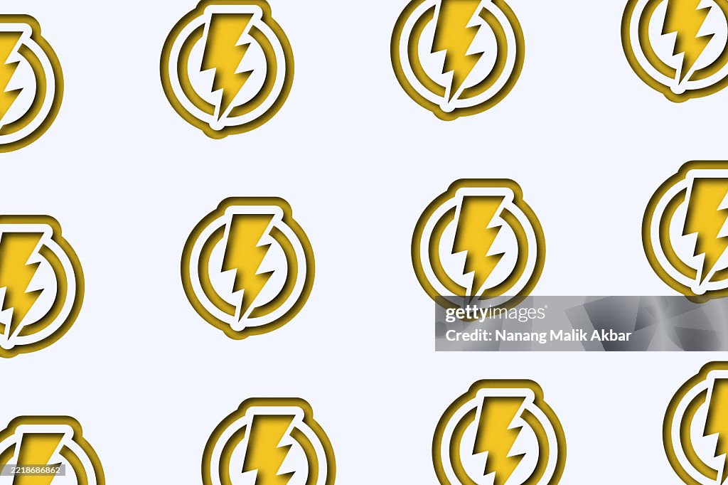 Paper cut Lightning Bolt, thunderbolt or lightning strike icon pattern for background design