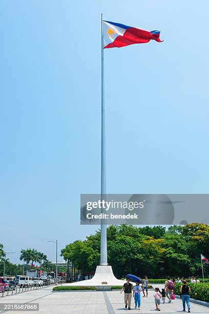 manila philippines rizal park flag pole - flagpole stock pictures, royalty-free photos & images