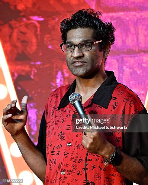 Comedian Jay Mandyam performs at The Ice House Comedy Club on June 04, 2025 in Pasadena, California.