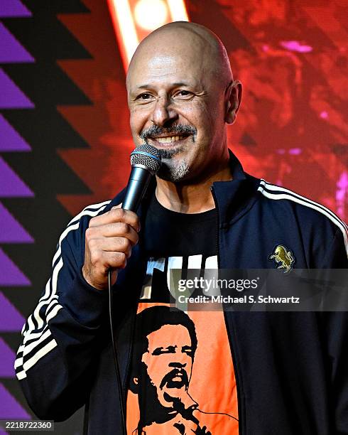 Comedian Maz Jobrani performs at The Ice House Comedy Club on June 04, 2025 in Pasadena, California.