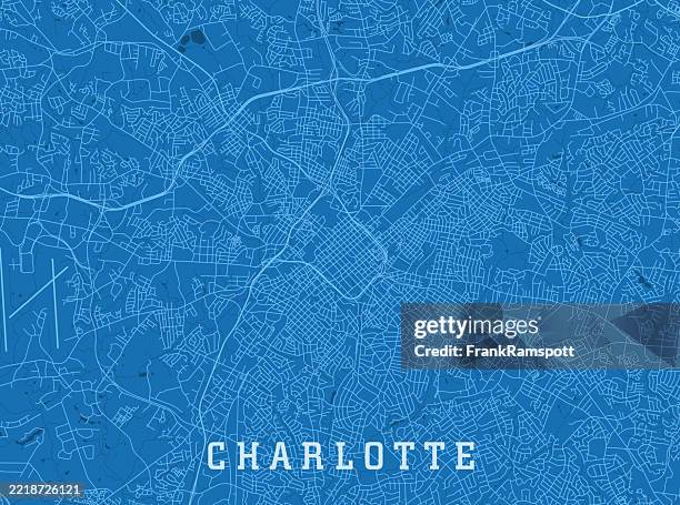 ilustraciones, imágenes clip art, dibujos animados e iconos de stock de charlotte va city vector road map azul horizontal - charlotte carolina del norte