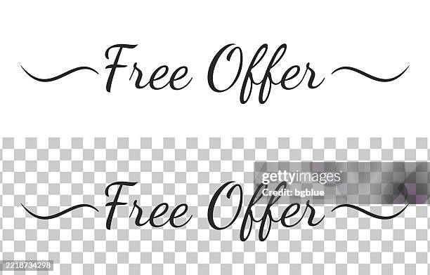 free offer - calligraphy text with swashes on blank background - congratulations hand lettering stock illustrations
