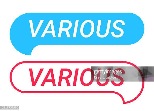 various - blue and red speech bubble on white background - different professions stock illustrations