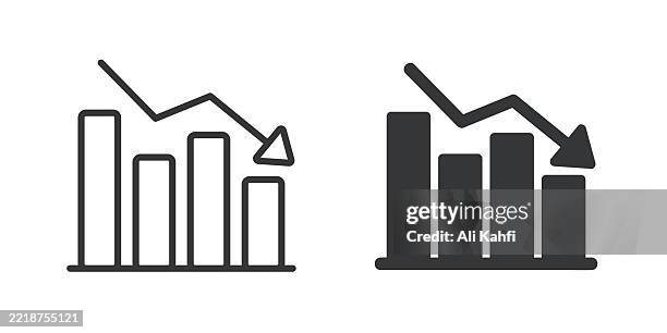 decrease thin line and glyph solid icon. editable stroke and perfect pixel isolated on transparent background - lower stock illustrations