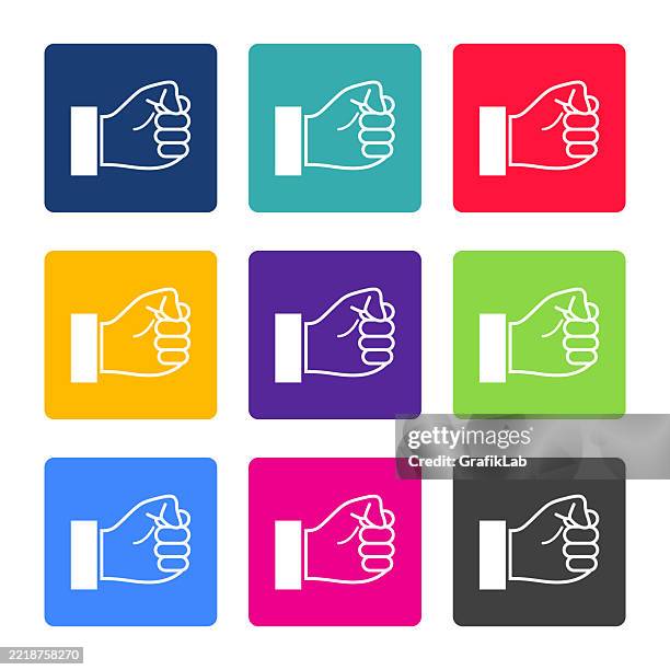 set of colorful hand symbol icons representing solidarity and unity - unity logo stock illustrations