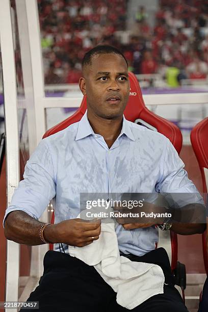 Indonesia Head Coach Patrick Kluivert looks on during the FIFA World Cup qualifier Asian third round Group C match between Indonesia and China at...