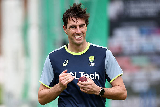 Australia's Pat Cummins reacts during a practice session at Lord's cricket ground in London, on June 9 ahead of the ICC World Test Championship...