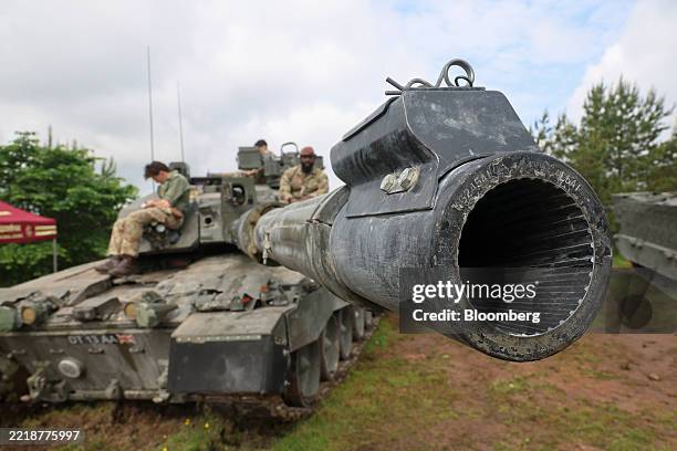 British Army Challenger 2 battle tank at the Estonian Aviation Days festival in Tartu, Estonia, on Sunday, June 8, 2025. Estonia has doubled its...