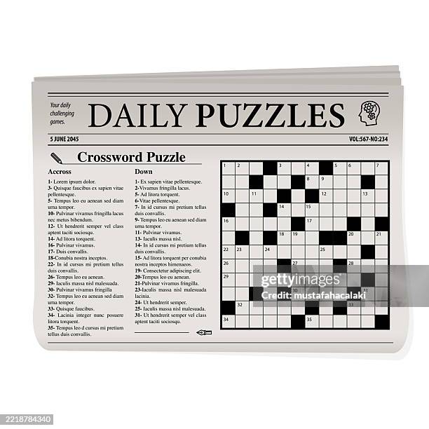 24 newspaper crossword puzzle high res illustrations - getty images