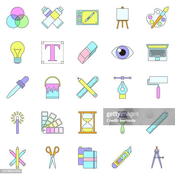 design icon set - colourful interior design stock illustrations