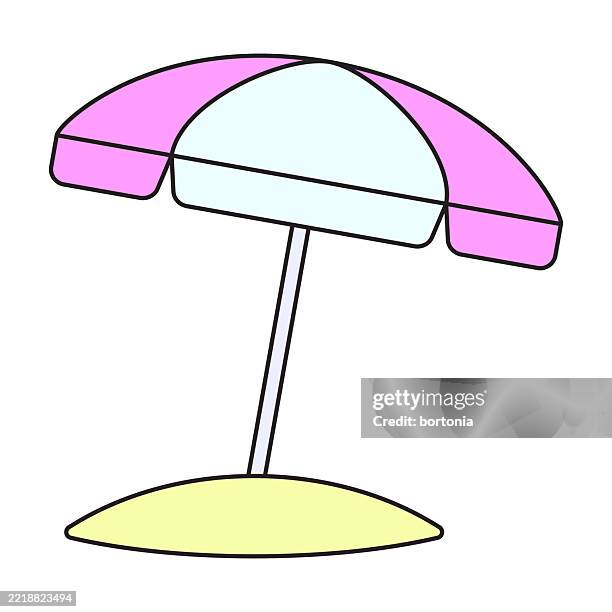 beach umbrella icon - retrofuturism stock illustrations