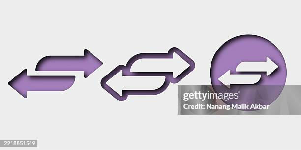 double arrow or transfer icon set with paper cut style - reset stock illustrations