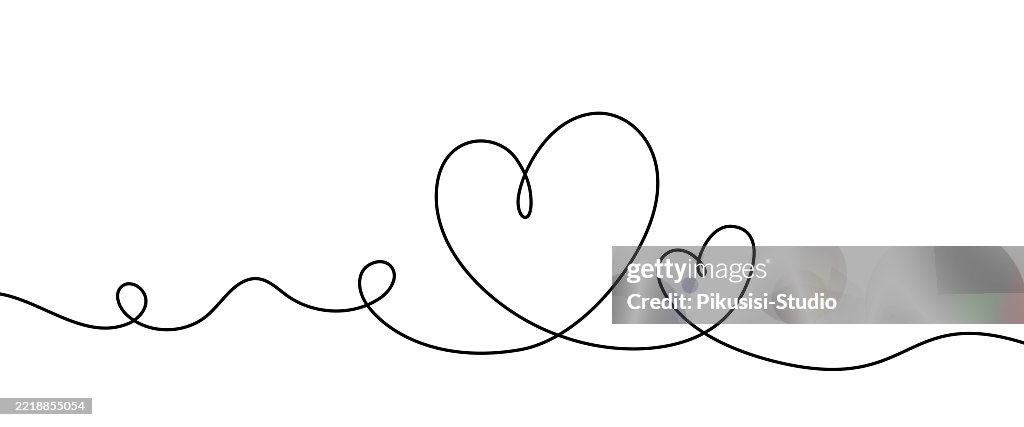 Durchgehende Strichkunst aus zwei ineinander verschlungenen Herzen