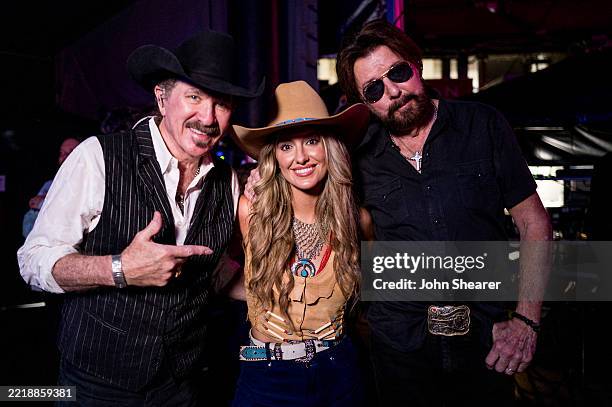 Kix Brooks and Ronnie Dunn of Brooks & Dunn and Lainey Wilson attend during day one of CMA Fest 2025 at Nissan Stadium on June 05, 2025 in Nashville,...