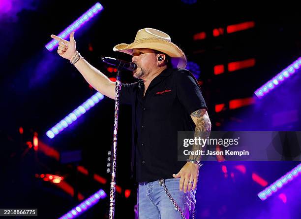 Jason Aldean performs on the main stage during CMA Fest 2025 at Nissan Stadium on June 05, 2025 in Nashville, Tennessee.