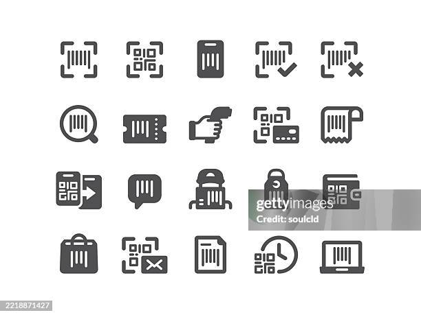 bildbanksillustrationer, clip art samt tecknat material och ikoner med bar code icons - barcode scanner