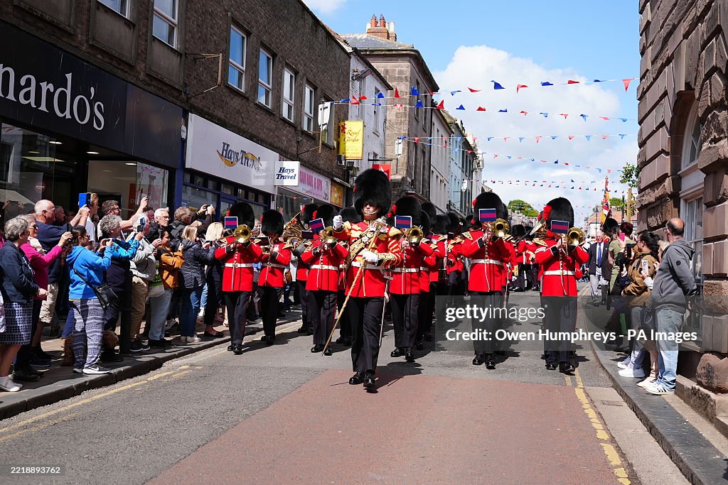 Coldstream Lottering Members of the Coldstream Guards, wearing their full ceremonial dress ...