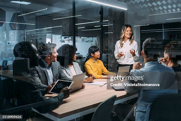 team of professionals during a meeting. - presentatie stockfoto's en -beelden