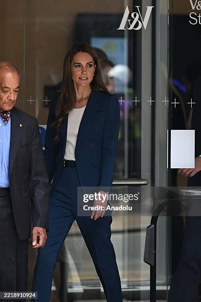 Princess Kate of Wales leaves the V&A East Storehouse in London's Stratford neighborhood on June 10, 2025. She was accompanied by the curatorial team...