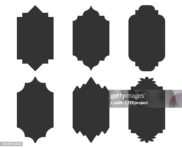 set of abstract, geometric shapes and classic style frames, borders, labels, tags, cards, boards, picture frames illustrations. - rounded-rectangles-logo stock illustrations