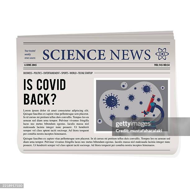 science newspaper with news about covid - article stock illustrations