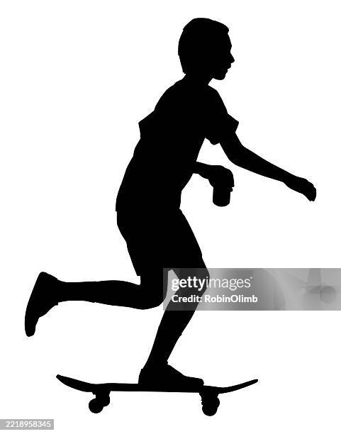 junge reiten skateboard - männlicher teenager stock-grafiken, -clipart, -cartoons und -symbole