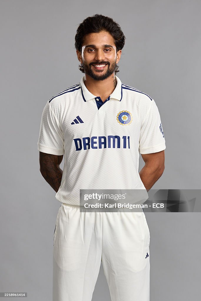 Nitish Reddy Rgbsi Nitish Reddy poses during the India Men Test Squad portrait session ...