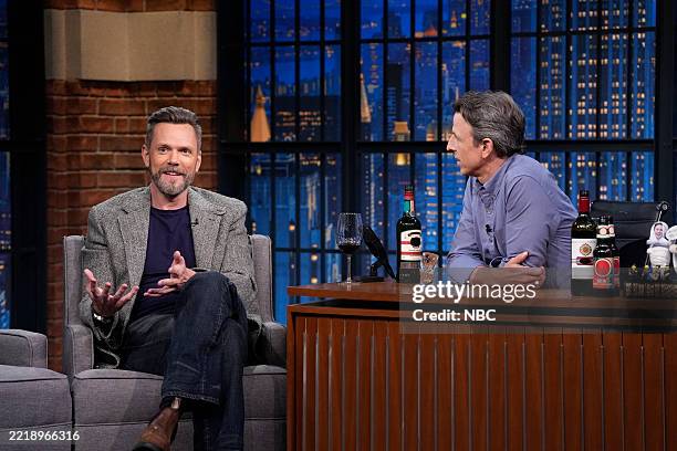 Episode 1661 -- Pictured: Comedian Joel McHale during an interview with host Seth Meyers on June 10, 2025 --