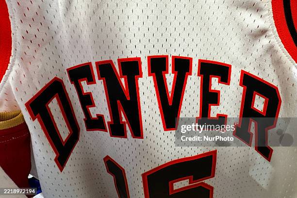 Denver Nuggets jersey is seen in this illustration photo taken at the store in Krakow, Poland on June 10, 2025.