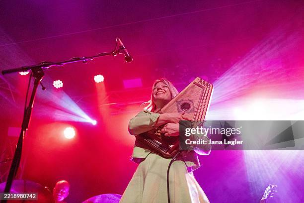 Basia Bulat performs live on stage during a concert at Frannz Club on June 10, 2025 in Berlin, Germany.