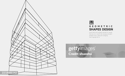 Abstract minimal 3D geometric line architecture model pattern background Abstract minimal 3D geometric line architecture model pattern background