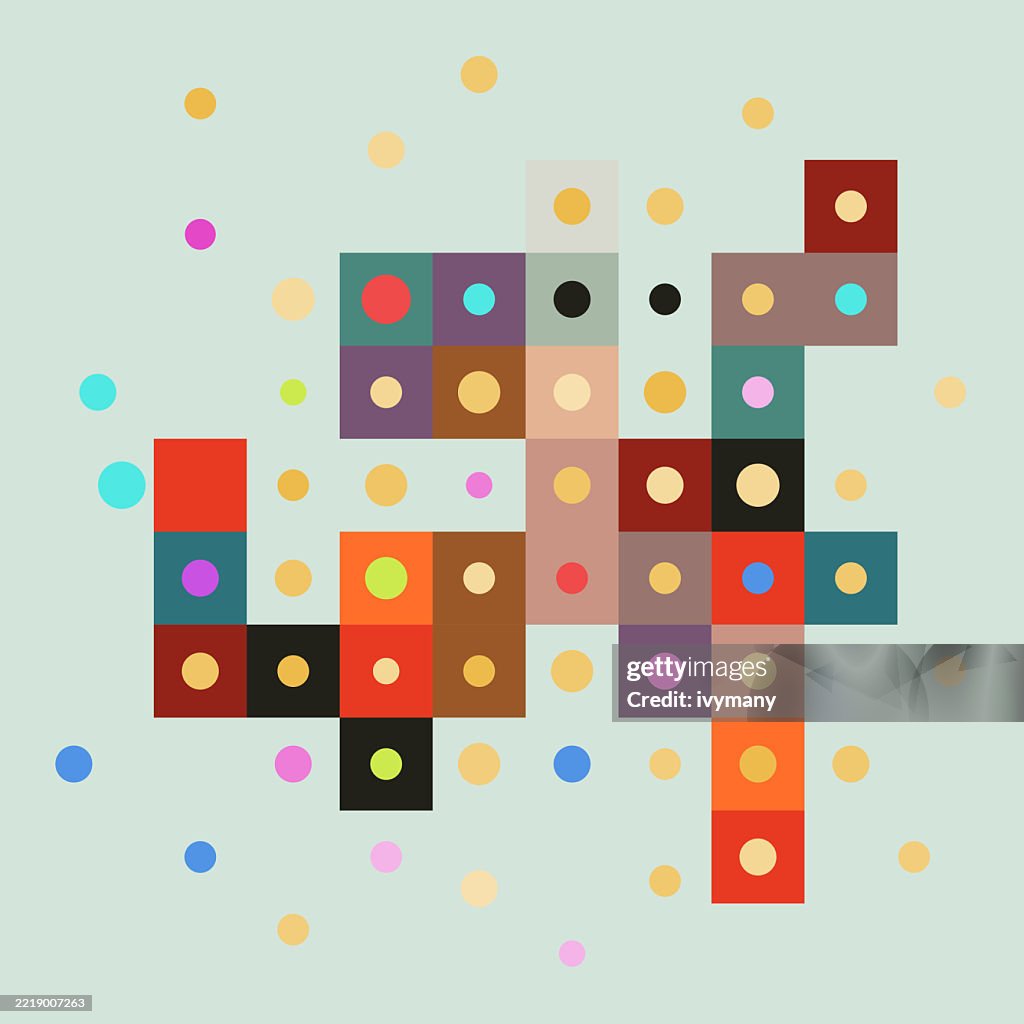 Abstract colorful geometric Jigsaw puzzle block pattern background