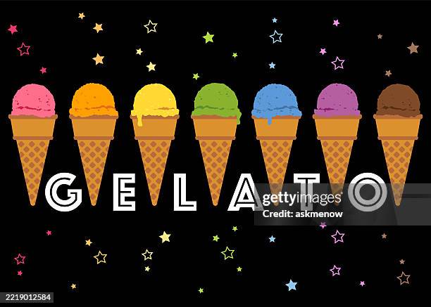 ice cream cones - chocolate black background stock illustrations