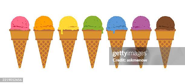 ilustraciones, imágenes clip art, dibujos animados e iconos de stock de conos de helado - listo para comer ilustraciones de stock