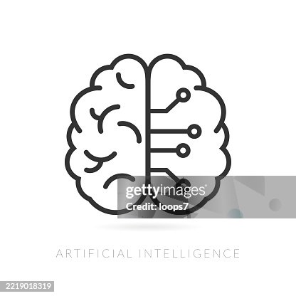AI Brain Icon – Human and Machine Intelligence Concept AI Brain Icon – Human and Machine Intelligence Concept