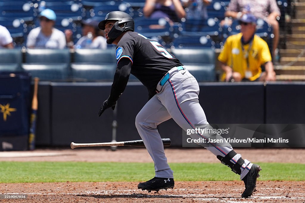 Miami Rays Agustin Ramirez of the Miami Marlins in the game against the Tampa ...