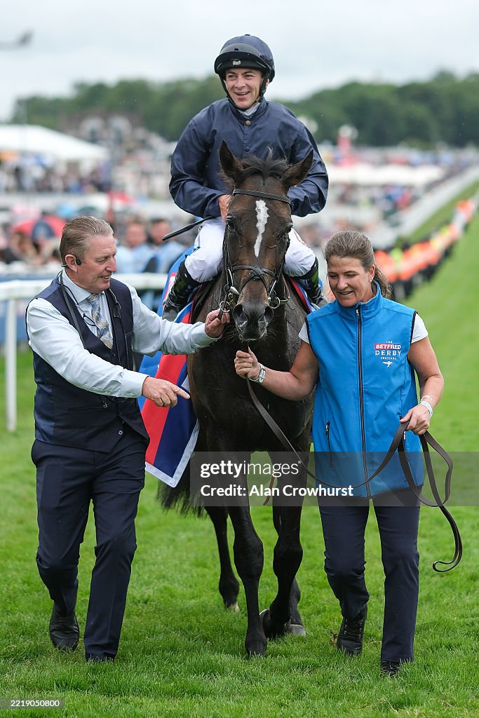 Lambourn Races Wayne Lordan after riding Lambourn to win The Betfred Derby during ...